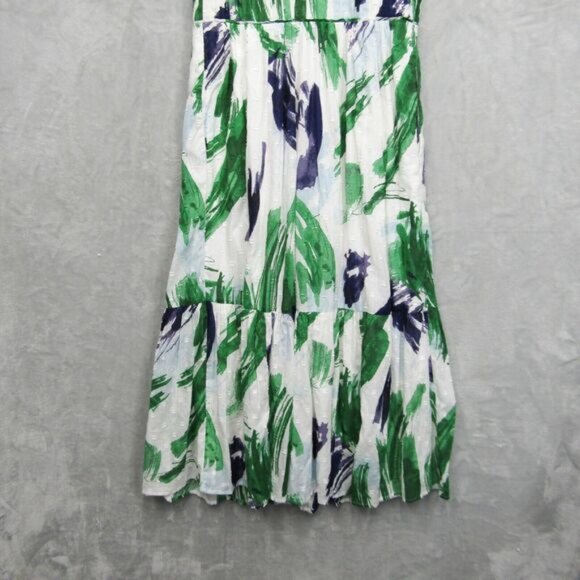 Anthropologie Midi Dress Womens Medium The Peregrine Green Blue Tiered - Picture 15 of 16